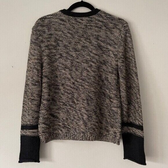 OUI Size 8 Chunky Knit Bronze Buttons Lurex Cardigan Sweater V-Neck Wool Blend - Picture 8 of 8